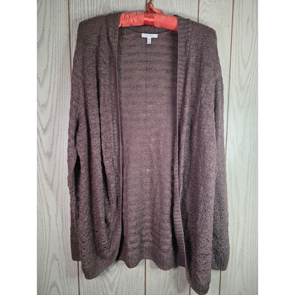 Maurices Brown Open Front Pointelle Knit Cardigan Sweater XXL Womens